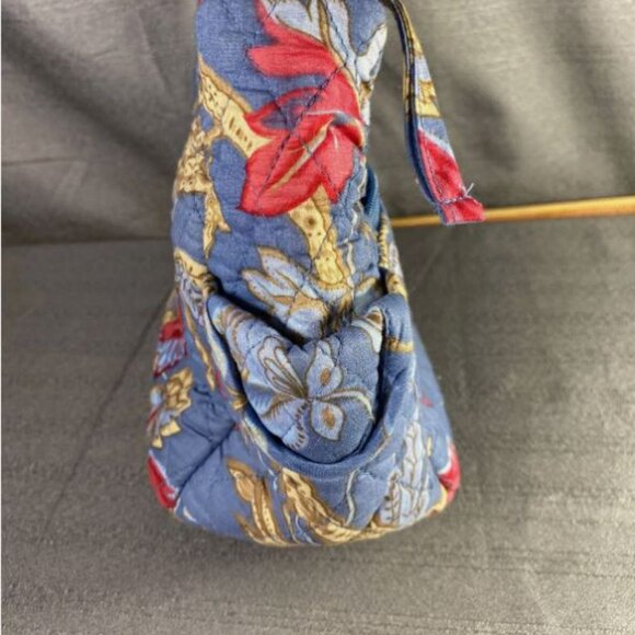 Appleseed Blue Floral Cloth Purse 10.5 x 7.5 x 5 w 9-18in adj hang - Picture 2 of 8